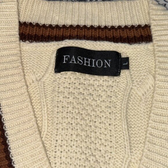 🤍 Classic cream knit sleeveless sweater vest - Picture 4 of 5